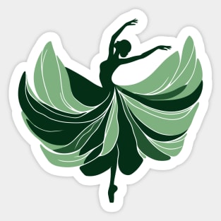 Ballet dancer in a green dress. Vector illustration on white background, ballet dance pose Sticker